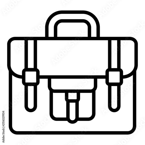 strap briefcase outline icon. buckled panel bag. organizes documents and gear. office and corporate
