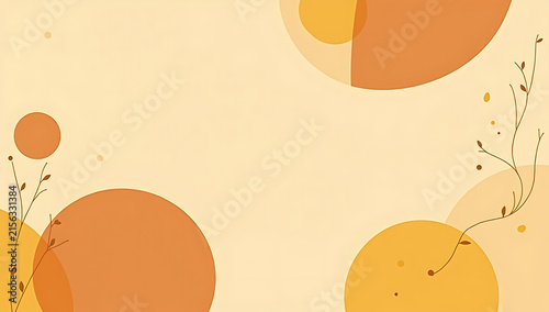 Warm pastel background with orange geometric circle shapes