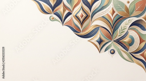 Blue Gold Ornamental Botanical Pattern Background
