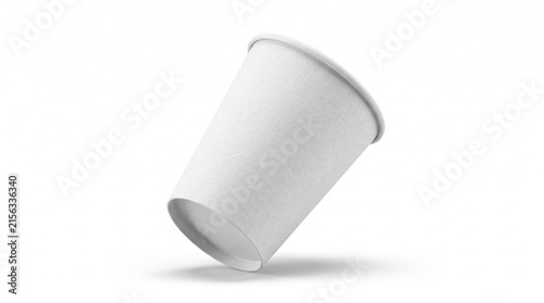 Blank white paper coffee cup mockup floating bottom view isolated on plain white background