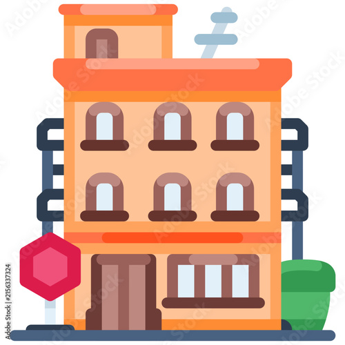 apartment building flat icon illustration