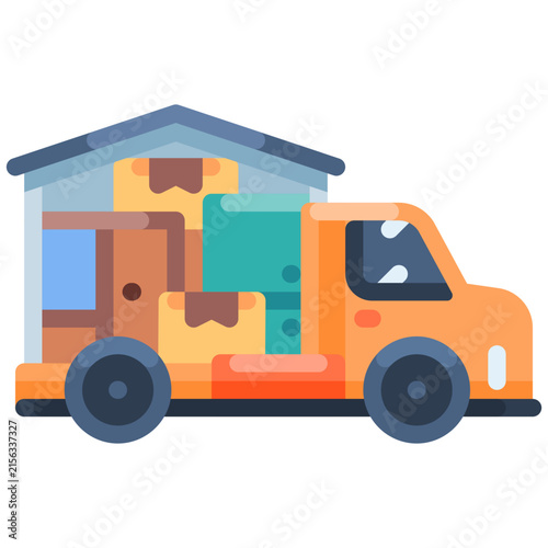 moving truck flat icon illustration