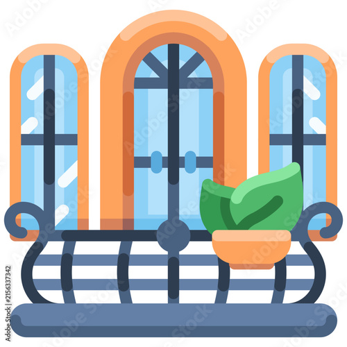 balcony flat icon illustration