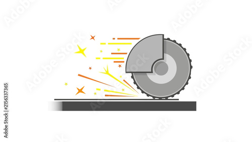 Circular Saw Cutting Metal Vector Illustration