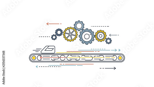 Conveyor Belt and Gears Workflow Illustration