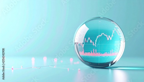 Glass Globe with Financial Market Graph.