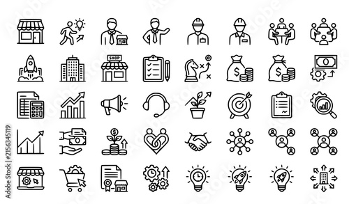Small and Medium Business SME Editable Stroke Outline Icon Set