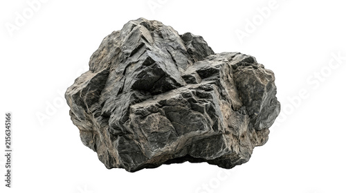 Canvastavla Rugged dark grey stone boulder natural geological rock formation isolated on transparent background architectural landscape element