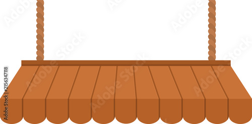 Outdoor produce stall awning hung by ropes