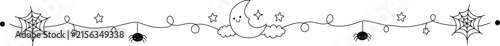 Cute Doodle Border with Moon, Snowflakes and Stars