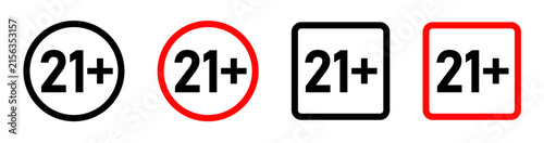 Fotografie Twenty one plus 21+ vector icon isolated on transparent background for age restr