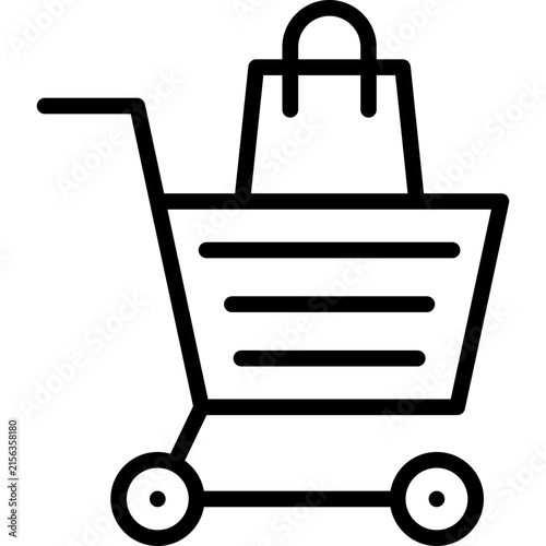 shopping cart icon illustration design with outline