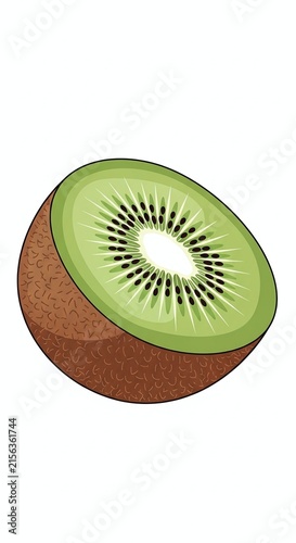 Fresh green apple with brown stem on white background.
