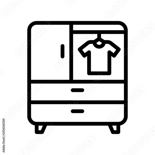 Clothes Cabinet Simple Line Icon