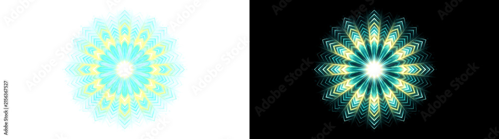 Fototapeta premium Radial Aurora Comb Chevron Starburst Light Effect Overlay with Glowing Neon Halos on Transparent Background