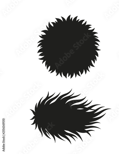 Black spiky circle and oval textured silhouettes.
