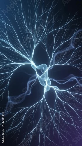 Electric blue lightning bolts discharge with dynamic fractal energy in this mesmerizing high speed abstract motion video animation clip loop