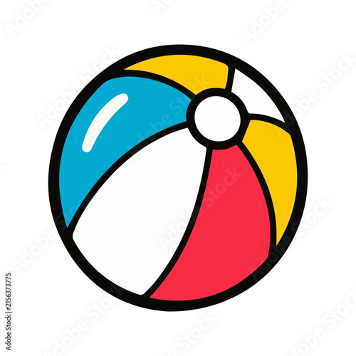 Colorful beach ball icon with bold black outline isolated on white background.