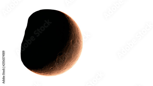 Highly realistic crescent moon with intricate details and eerie Halloween colors, isolated PNG on transparent background