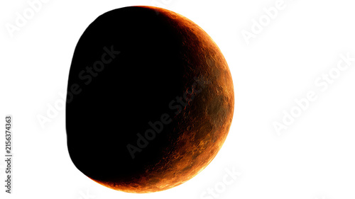 Highly realistic crescent moon with intricate details and eerie Halloween colors, isolated PNG on transparent background