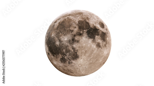 Highly realistic full moon with intricate details and eerie Halloween colors, isolated PNG on transparent background