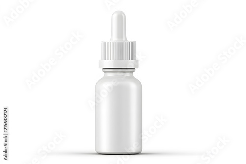 Oil dropper glass opaque white bottle or eye drops mockup for branding purpose. Can use it for making dropper bottle mockup. Medical Science. on white background.