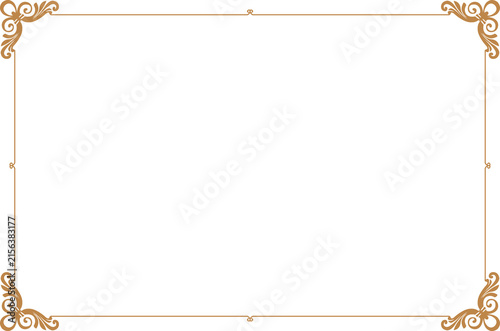 Elements of ornate vintage frames. Border gold on white classic swirls, floral corners. Design print for greeting cards, wedding invitations, restaurant menu, royal certificates. Set 67
