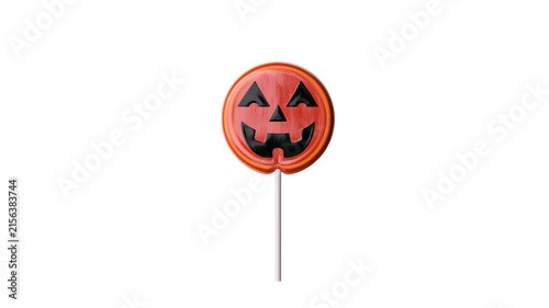Highly realistic Halloween lollipop with rich seasonal colors and spooky festive details, isolated PNG on transparent background