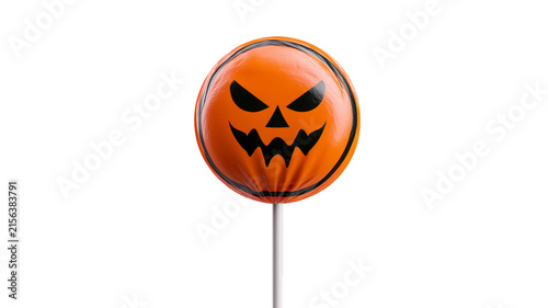 Highly realistic Halloween lollipop with rich seasonal colors and spooky festive details, isolated PNG on transparent background