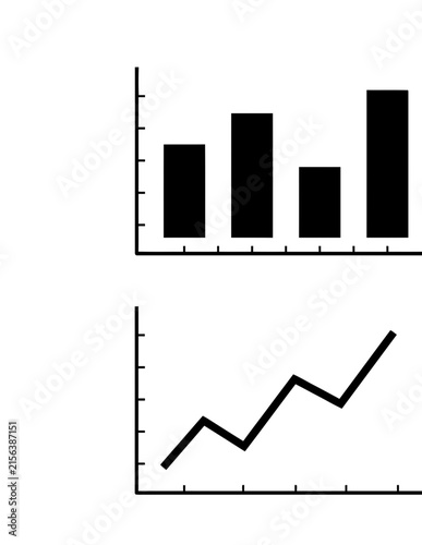 Financial bar chart and line graph infographics.