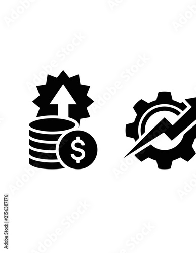 Financial growth and industrial efficiency icons.