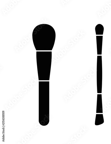 Makeup and eyeliner brush silhouette icons.