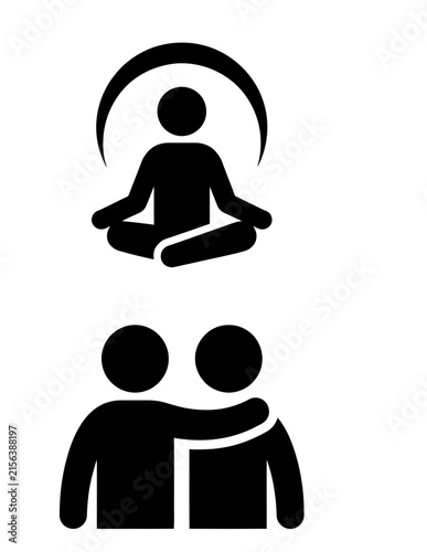 Mental health wellness and relationship support icons.