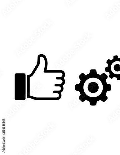 Optimization and approval gear icons.