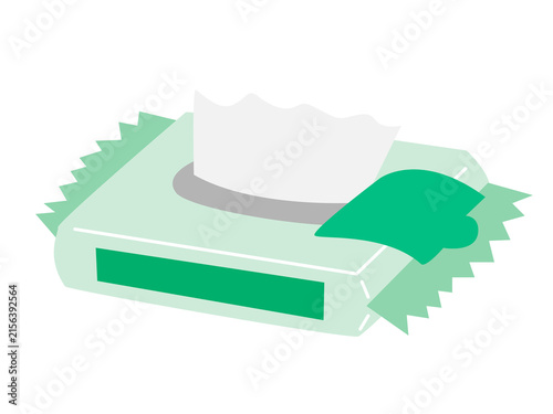 Wet wipes pack with sheet pulled out for hygiene／ウェットティッシュ・除菌シート