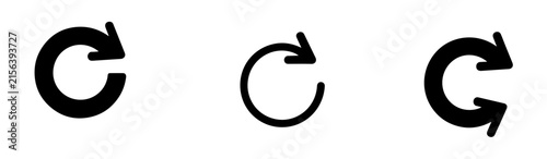 Circular rotation arrow set showcasing simple black reloading symbols for website navigation and ui design.