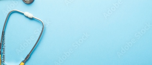 Stethoscope on Light Blue Background with Copy Space