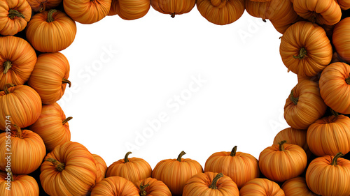 Highly realistic pumpkin frame with intricate spooky details and rich Halloween colors, isolated PNG on transparent background