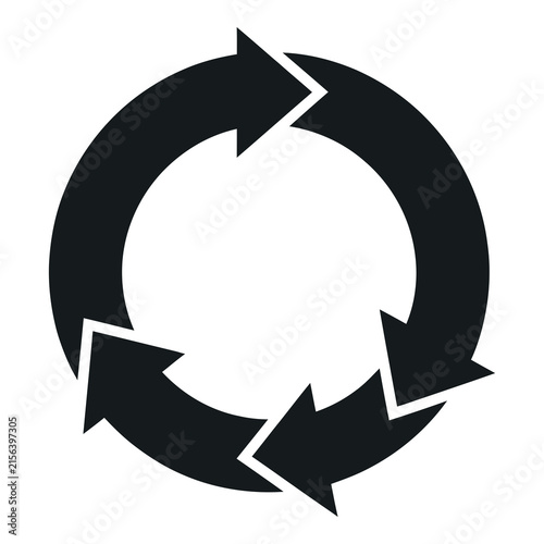 Recycling symbol with three arrows circular motion