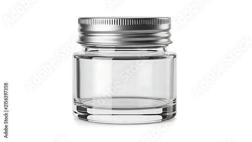 A small clear glass jar with a silver lid