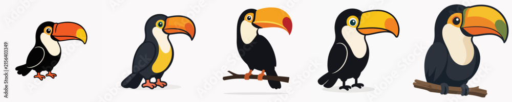 Obraz premium Set of cute and adorable toucan vectors