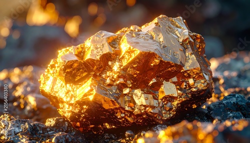 Golden Metallic Mineral Sparkling Warm Light