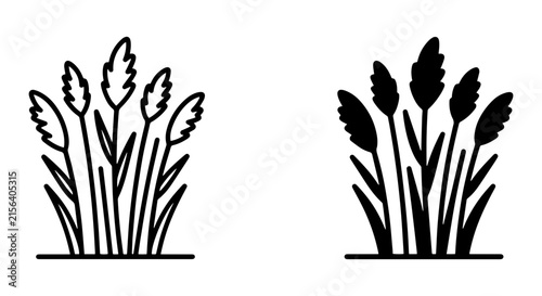Photography Wheat Stalk Icons, Grain Field Vector Graphics, Agricultural Plant Symbols, Orga