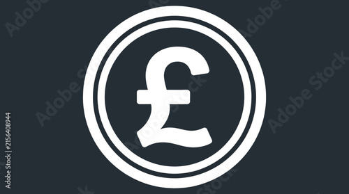 British pound sterling currency symbol illustrated as a bold white vector graphic icon design element