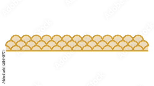 Decorative japanese wave pattern border with golden scales on a horizontal line