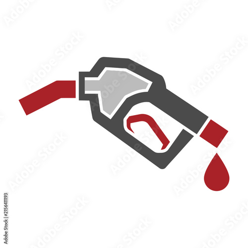 Oil leak from a bottle with red liquid dripping out isolated on white background