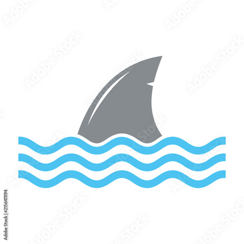 Shark fin in ocean water illustration symbolizing danger wildlife marine life