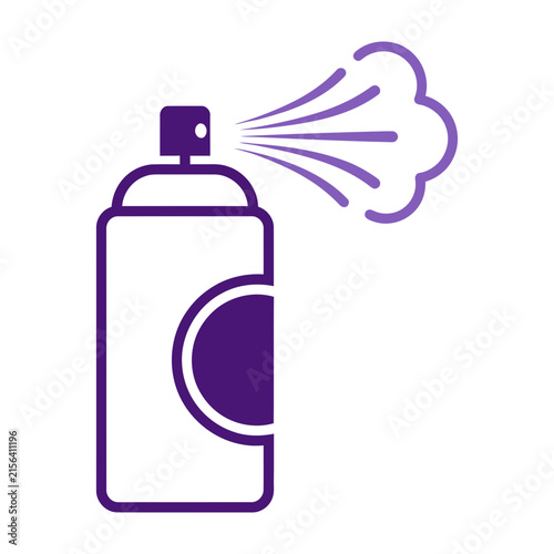 Spray bottle icon with purple mist isolated on white background simple symbol