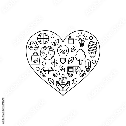 Heart Shaped Collection of Cute Doodle Icons, Hand Drawn Heart Shape with Mini Icons, Creative Heart Illustration with Small Symbols, Cute Doodle Heart Design for Decoration