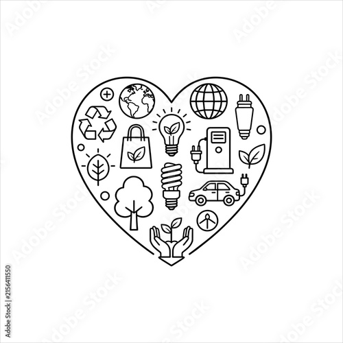 Heart Shaped Collection of Cute Doodle Icons, Hand Drawn Heart Shape with Mini Icons, Creative Heart Illustration with Small Symbols, Cute Doodle Heart Design for Decoration